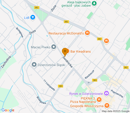 Mapa dojazdu do hurtowni motoryzacyjnej w miejscowości Dzierżoniów