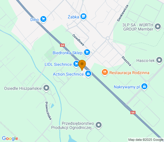 Mapa dojazdu do hurtowni motoryzacyjnej w miejscowości Siechnice