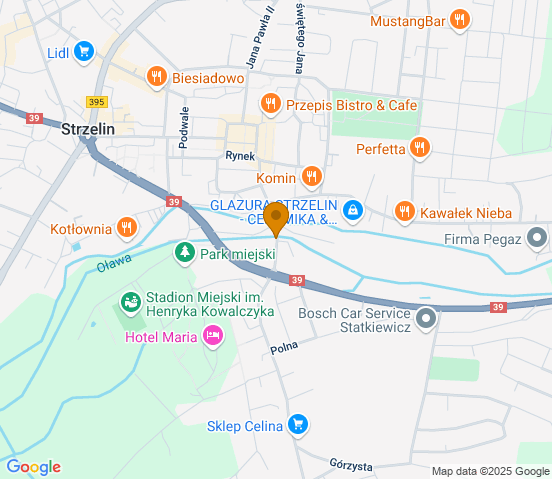 Mapa dojazdu do hurtowni motoryzacyjnej w miejscowości Strzelin