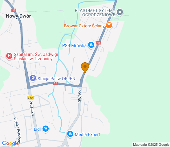 Mapa dojazdu do hurtowni motoryzacyjnej w miejscowości Trzebnica