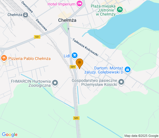 Mapa dojazdu do hurtowni motoryzacyjnej w miejscowości Chełmża
