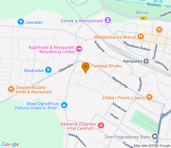Mapa dojazdu do hurtowni motoryzacyjnej w miejscowości Namysłów