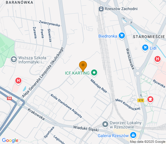 Mapa dojazdu do hurtowni motoryzacyjnej w miejscowości Rzeszów