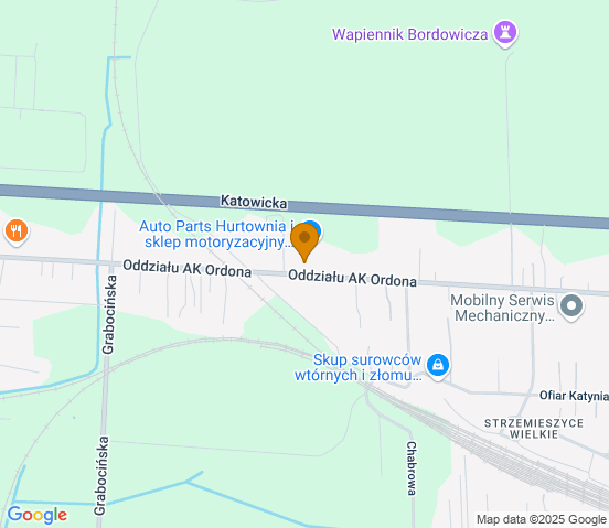 Mapa dojazdu do hurtowni motoryzacyjnej w miejscowości Dąbrowa Górnicza