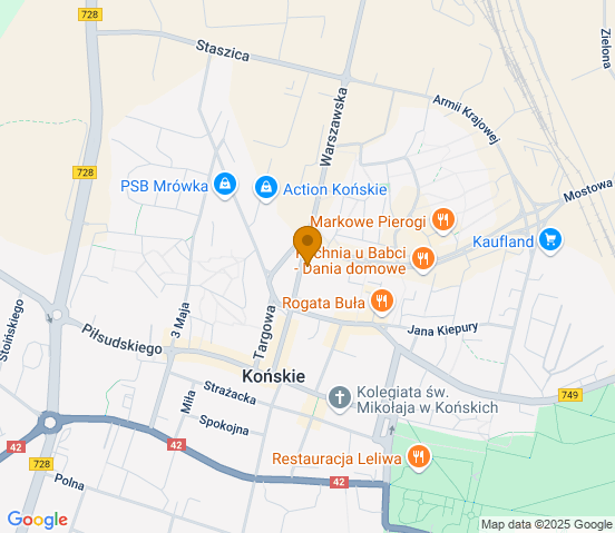 Mapa dojazdu do hurtowni motoryzacyjnej w miejscowości Końskie