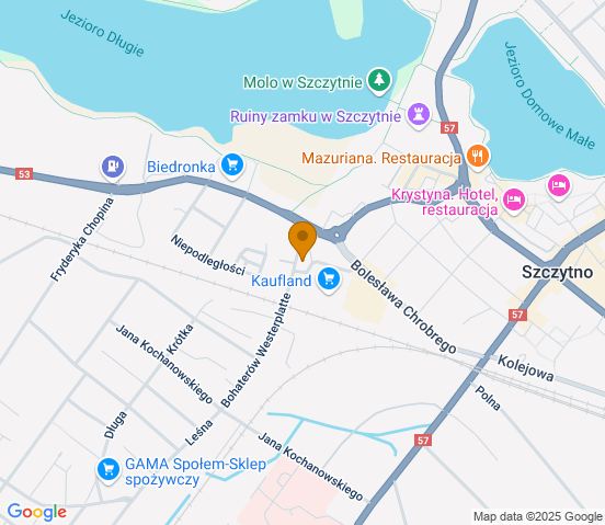 Mapa dojazdu do hurtowni motoryzacyjnej w miejscowości Szczytno