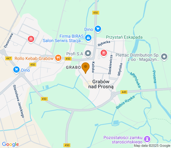 Mapa dojazdu do hurtowni motoryzacyjnej w miejscowości Grabów