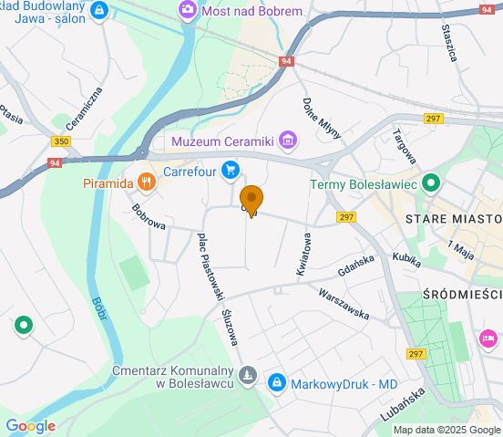 Mapa dojazdu do warsztatu samochodowego w miejscowości Bolesławiec