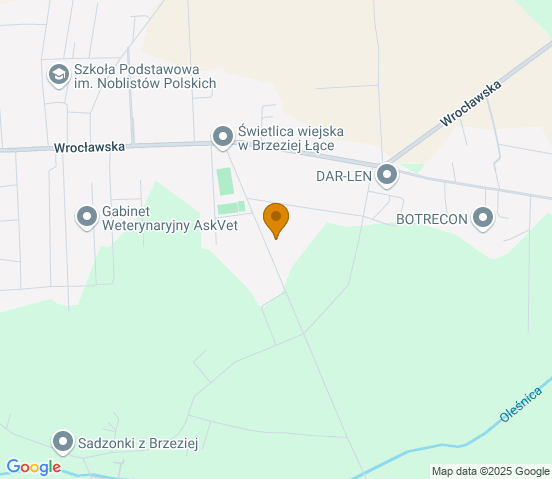 Mapa dojazdu do warsztatu samochodowego w miejscowości Brzezia Łąka