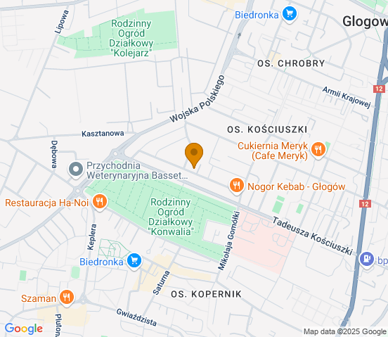 Mapa dojazdu do warsztatu samochodowego w miejscowości Głogów