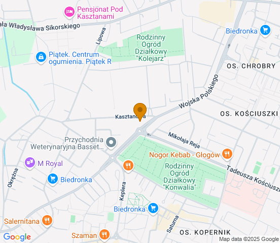 Mapa dojazdu do warsztatu samochodowego w miejscowości Głogów
