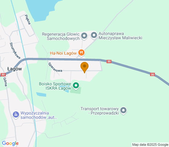 Mapa dojazdu do warsztatu samochodowego w miejscowości Łagów