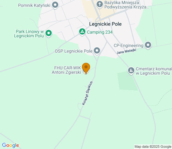 Mapa dojazdu do warsztatu samochodowego w miejscowości Legnickie Pole