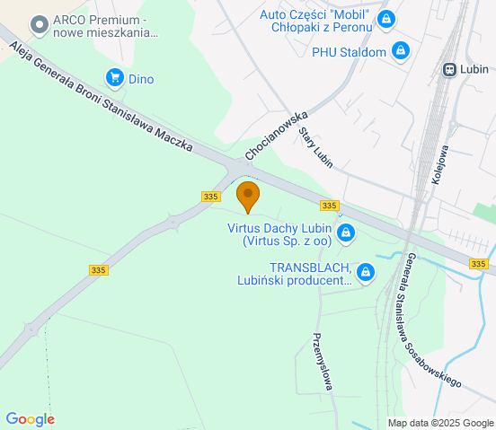 Mapa dojazdu do warsztatu samochodowego w miejscowości Lubin
