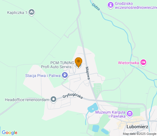 Mapa dojazdu do warsztatu samochodowego w miejscowości Lubomierz