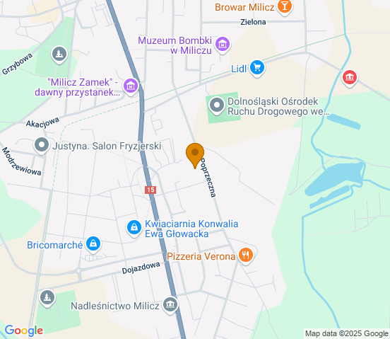 Mapa dojazdu do warsztatu samochodowego w miejscowości Milicz