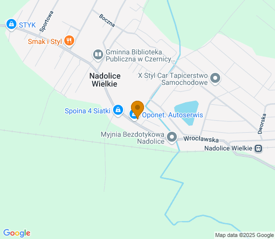 Mapa dojazdu do warsztatu samochodowego w miejscowości Nadolice Wielkie