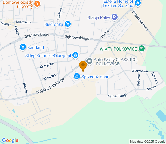 Mapa dojazdu do warsztatu samochodowego w miejscowości Polkowice