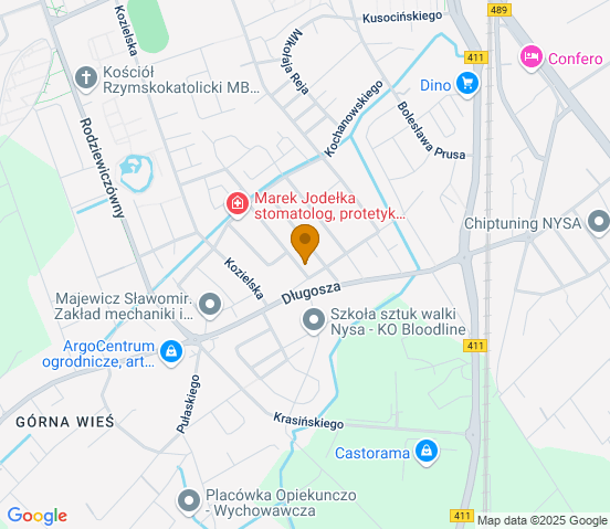 Mapa dojazdu do warsztatu samochodowego w miejscowości Środa Śląska