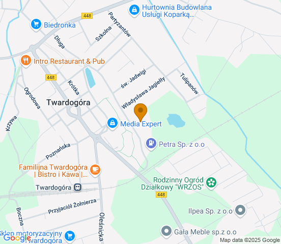 Mapa dojazdu do warsztatu samochodowego w miejscowości Twardogóra