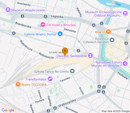 Mapa dojazdu do warsztatu samochodowego w miejscowości Wrocław