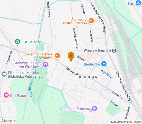 Mapa dojazdu do warsztatu samochodowego w miejscowości Wrocław