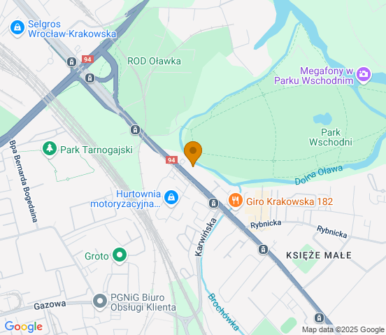 Mapa dojazdu do warsztatu samochodowego w miejscowości Wrocław
