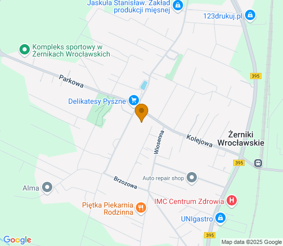 Mapa dojazdu do warsztatu samochodowego w miejscowości Żerniki Wrocławskie