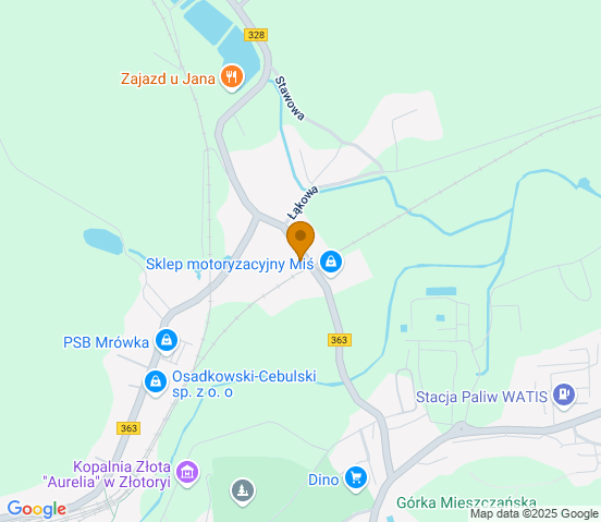 Mapa dojazdu do warsztatu samochodowego w miejscowości Złotoryja
