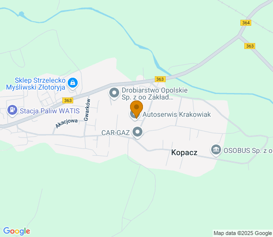 Mapa dojazdu do warsztatu samochodowego w miejscowości Złotoryja