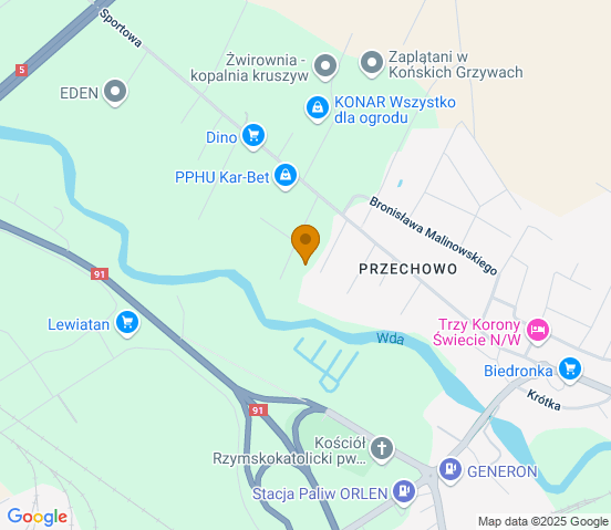 Mapa dojazdu do warsztatu samochodowego w miejscowości Świecie