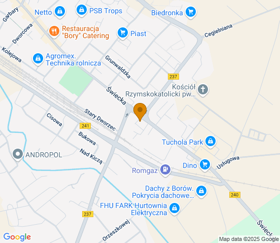 Mapa dojazdu do warsztatu samochodowego w miejscowości Tuchola