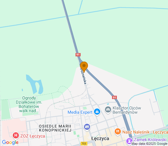 Mapa dojazdu do warsztatu samochodowego w miejscowości Łęczyca