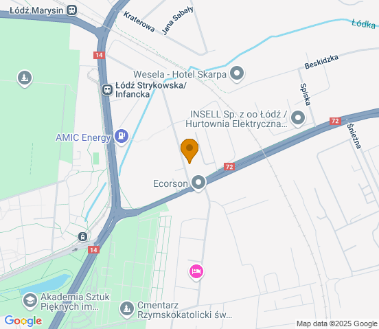 Mapa dojazdu do warsztatu samochodowego w miejscowości Łódź