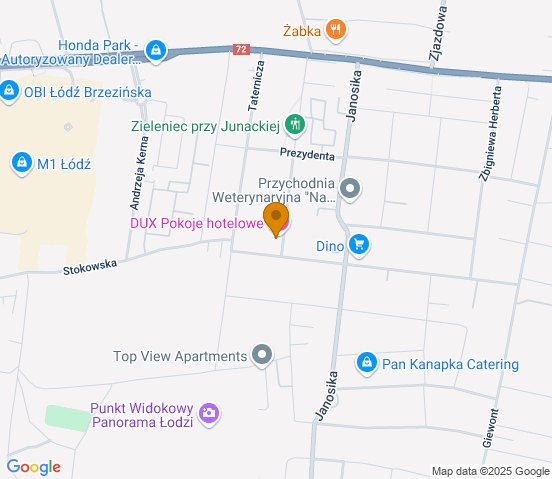 Mapa dojazdu do warsztatu samochodowego w miejscowości Łódź