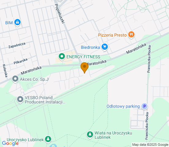 Mapa dojazdu do warsztatu samochodowego w miejscowości Łódź