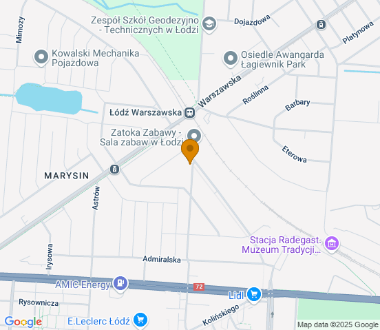 Mapa dojazdu do warsztatu samochodowego w miejscowości Łódź