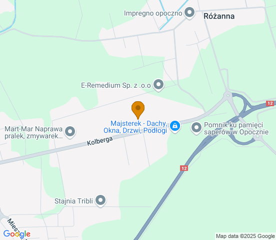 Mapa dojazdu do warsztatu samochodowego w miejscowości Opoczno