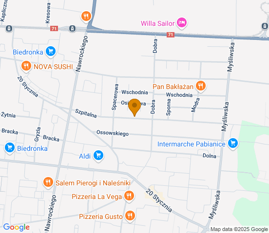 Mapa dojazdu do warsztatu samochodowego w miejscowości Pabianice