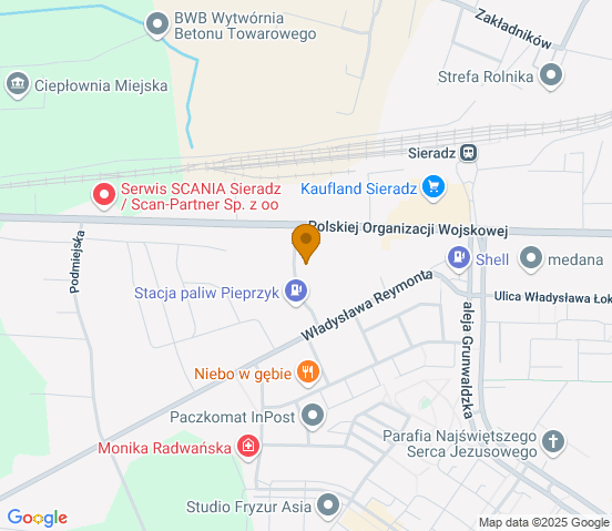 Mapa dojazdu do warsztatu samochodowego w miejscowości Sieradz