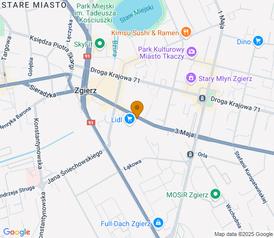 Mapa dojazdu do warsztatu samochodowego w miejscowości Zgierz
