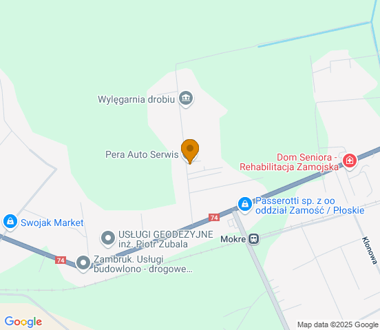 Mapa dojazdu do warsztatu samochodowego w miejscowości Zamość