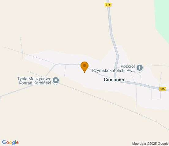 Mapa dojazdu do warsztatu samochodowego w miejscowości Ciosaniec