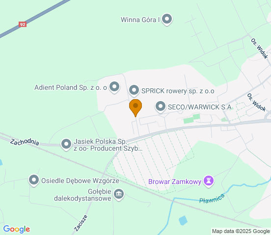 Mapa dojazdu do warsztatu samochodowego w miejscowości Świebodzin