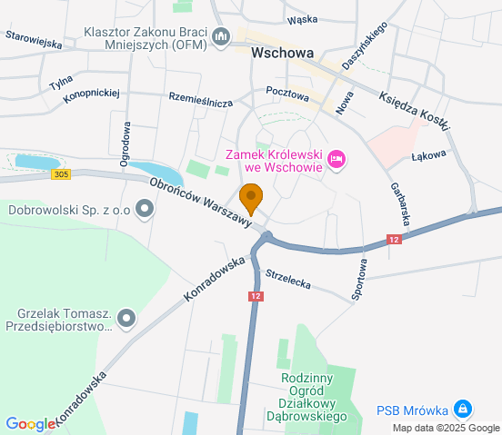 Mapa dojazdu do warsztatu samochodowego w miejscowości Wschowa
