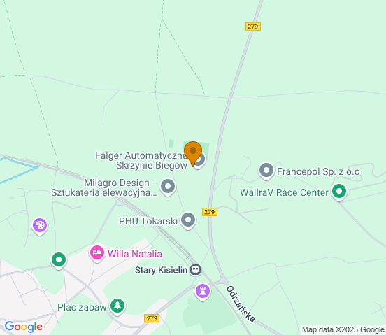 Mapa dojazdu do warsztatu samochodowego w miejscowości Zielona Góra