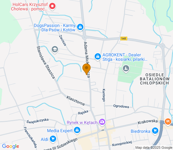 Mapa dojazdu do warsztatu samochodowego w miejscowości Kęty