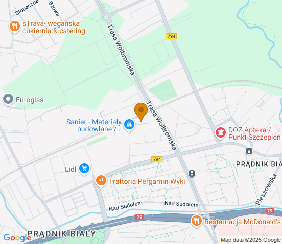 Mapa dojazdu do warsztatu samochodowego w miejscowości Kraków