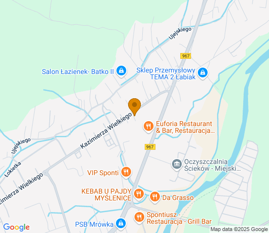 Mapa dojazdu do warsztatu samochodowego w miejscowości Myślenice