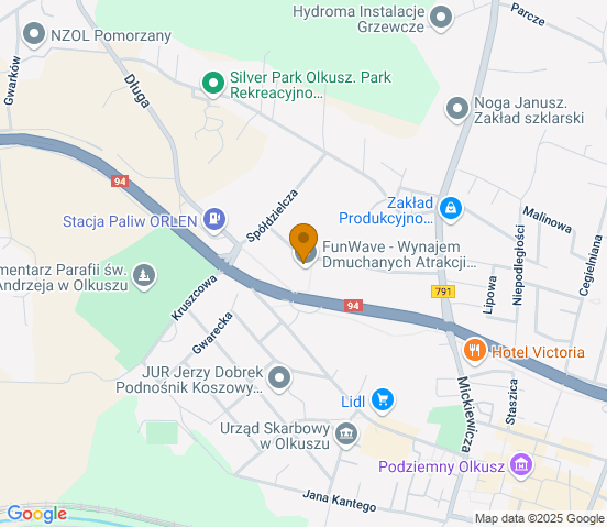 Mapa dojazdu do warsztatu samochodowego w miejscowości Olkusz